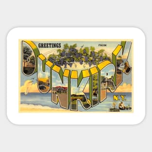 Greetings from Dunkirk, New York - Vintage Large Letter Postcard Sticker